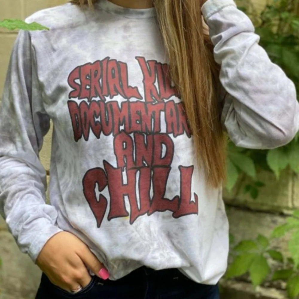 Women's Long Sleeve Serial Killer Documentary and Chill Shirt - Picture 2 of 3